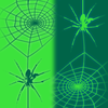 Green stripes with spiders and cobwebs