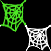 A green and white spiderweb connected at a corner